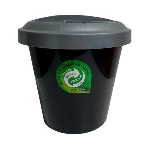 Cesto Tacho Basura Eco Reciclaje Negro/Gris - Colombraro