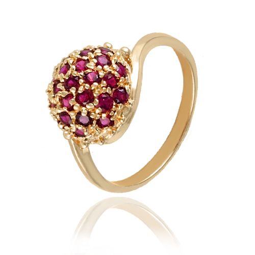 Anillo De Oro 18K Frutilla Con Piedras clicnea